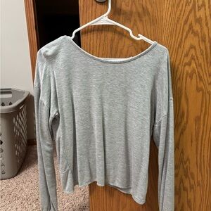 Olivia Rae Heather Gray Long-Sleeve Open Back Top
